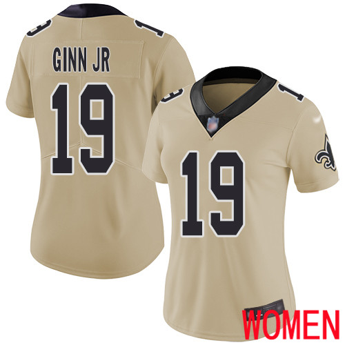 New Orleans Saints Limited Gold Women Ted Ginn Jr Jersey NFL Football #19 Inverted Legend Jersey